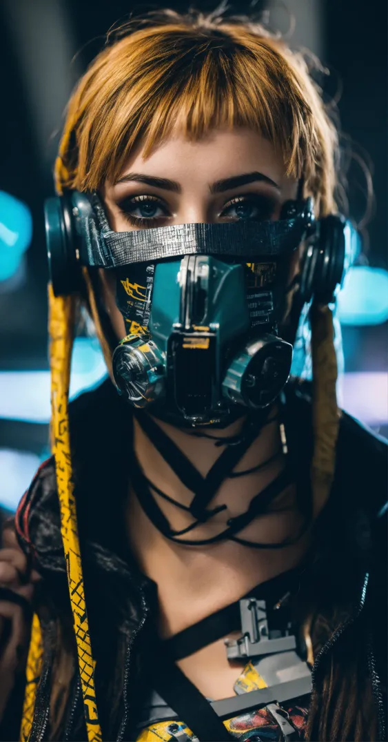 moda cyberpunk ragazza con gas maschera. generativo ai 25415717