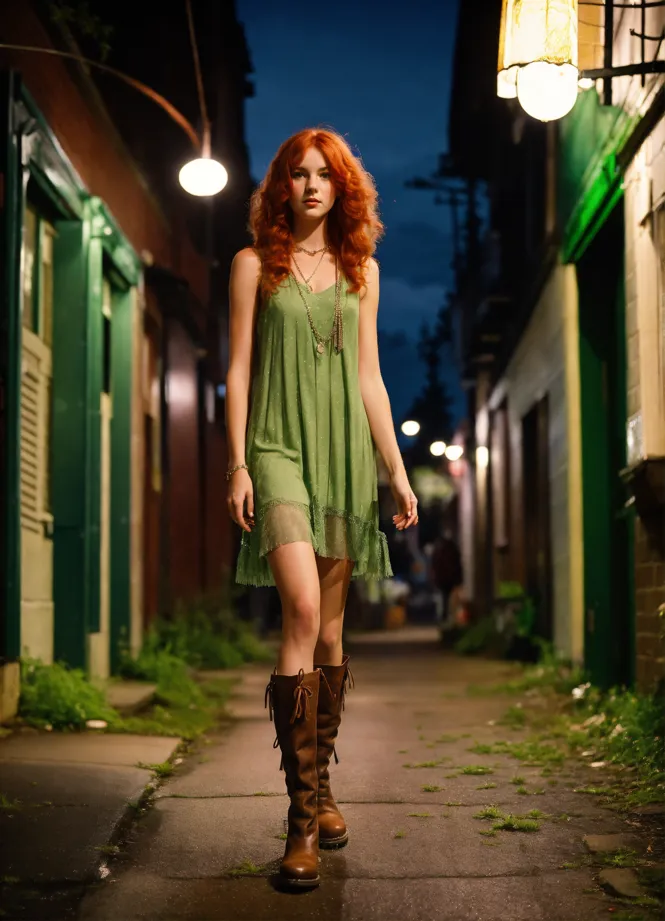 Green dress outlet with brown boots