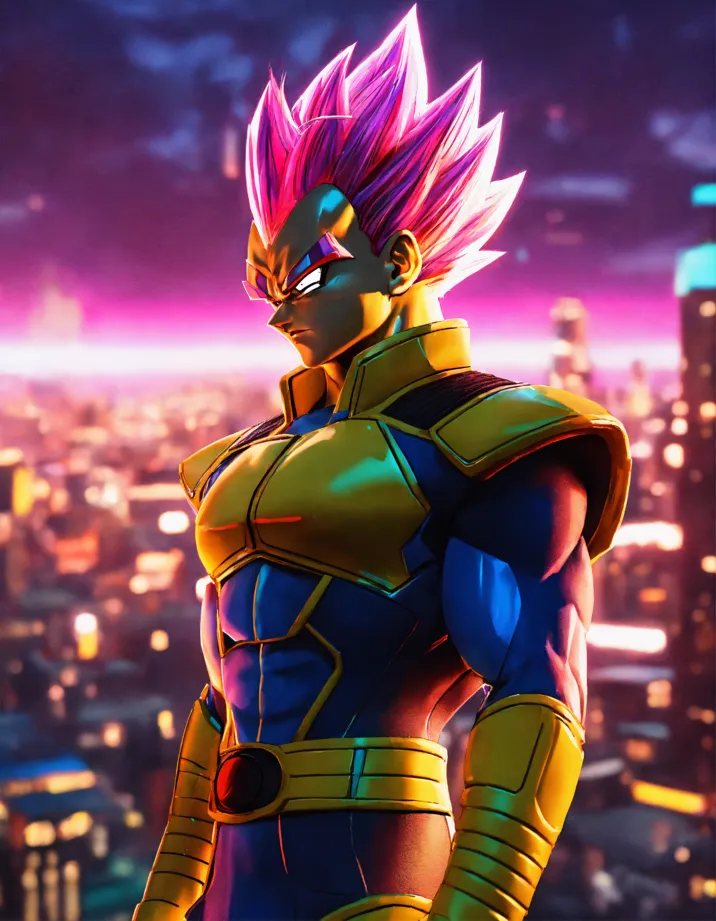 Hyperrealistic, high definition live action full body portrait of vegeta