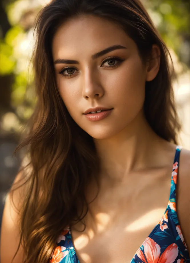 Lexica - Portrait of a brunette super model in a sexy bikini