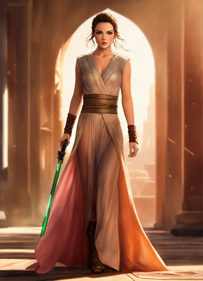 Lexica - Portrait of Star Wars Rey Skywalker in a form-fitting