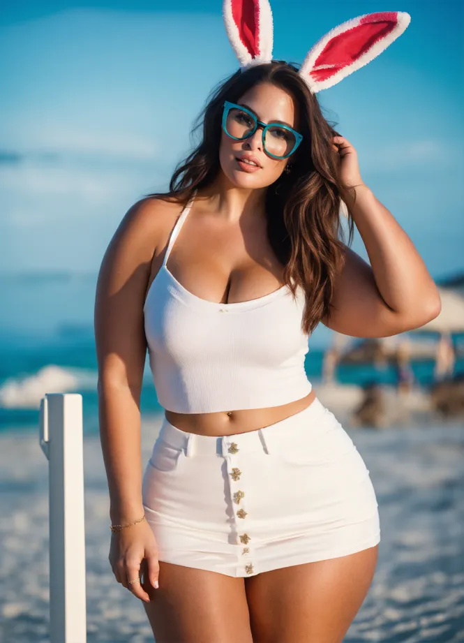 Lexica - sexy norwegian viking plus-size model in tight white top