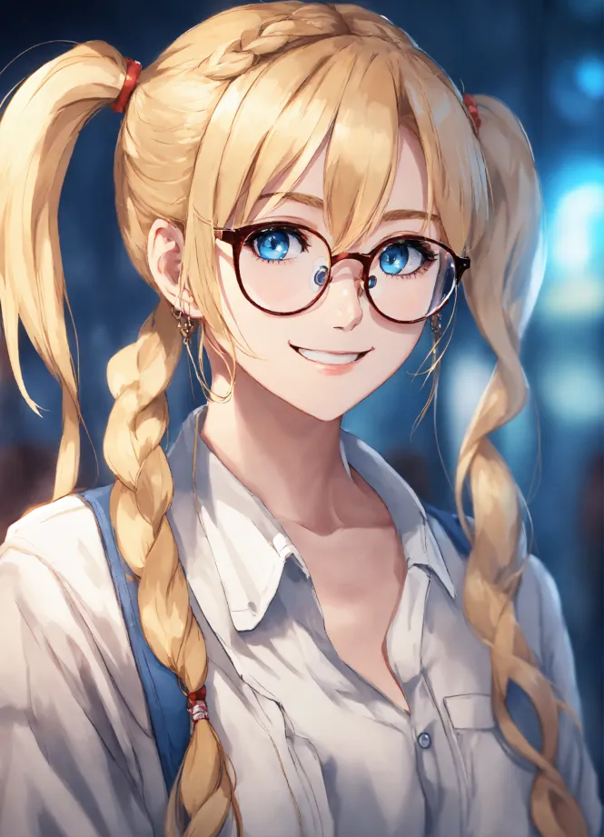 Blonde Girly Anime Pigtails