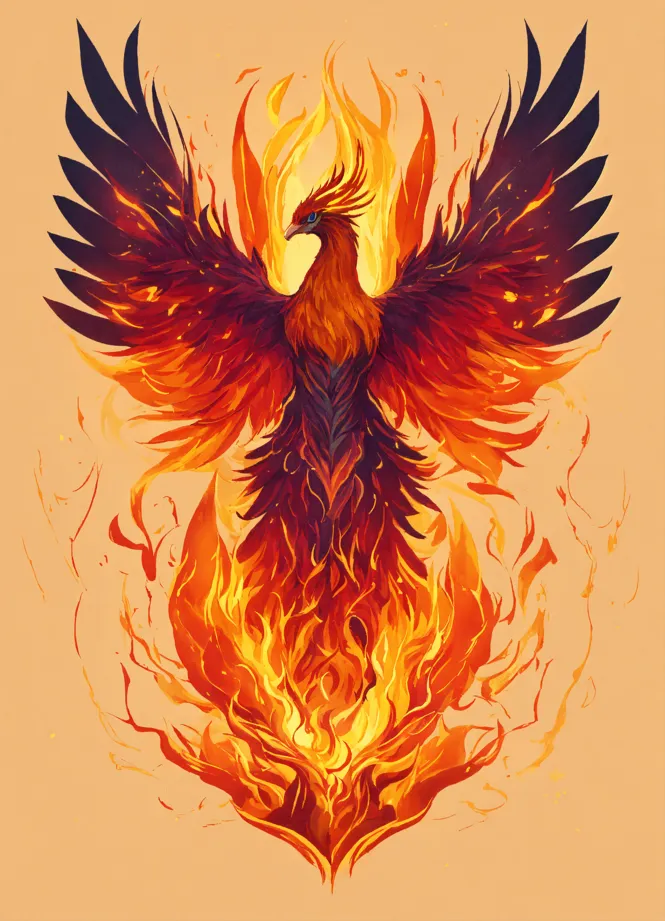Flame Realistic Phoenix Drawing