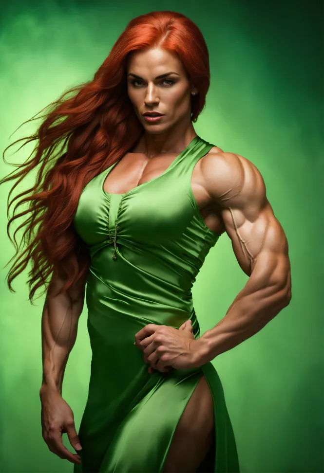 Lexica - Brooké shields after 5 years of bodybuilding, biceps very strong,  in short, muscular legs, super tall in heels
