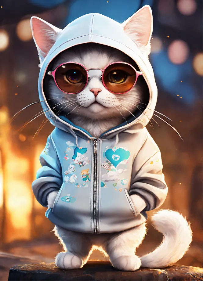 Cute cat wearing discount hoodie