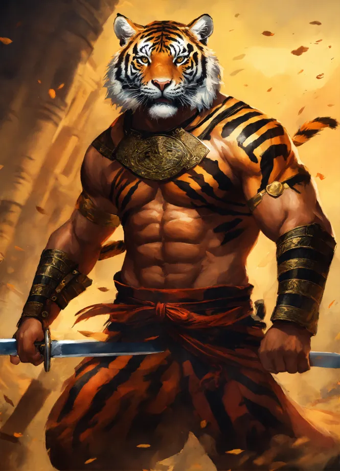 Lexica - portrait of half man half tiger