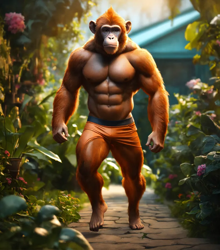 Muscular Monkey Cartoon