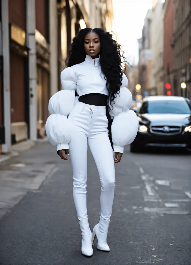 Lexica - long white gloves and short white leggings