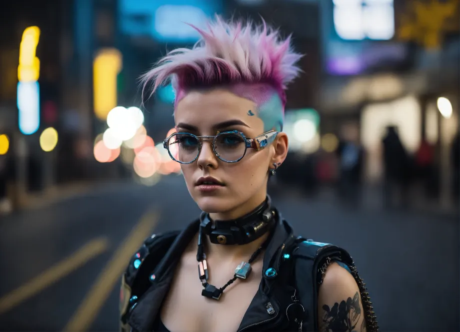 Lexica - Goth punk clothes with short hair girl, battle status
