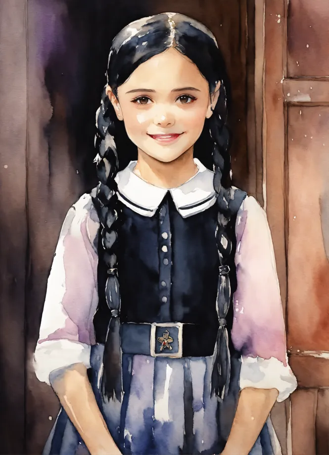 Lexica - Wednesday addams ,mini skirt, full body, pretty face, charming,  hyperrealism, photorealism