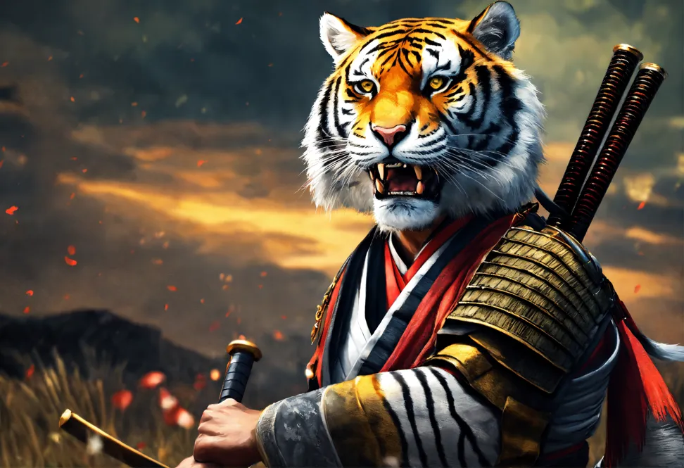 Lexica - 3d humanoid tiger virgol warrior