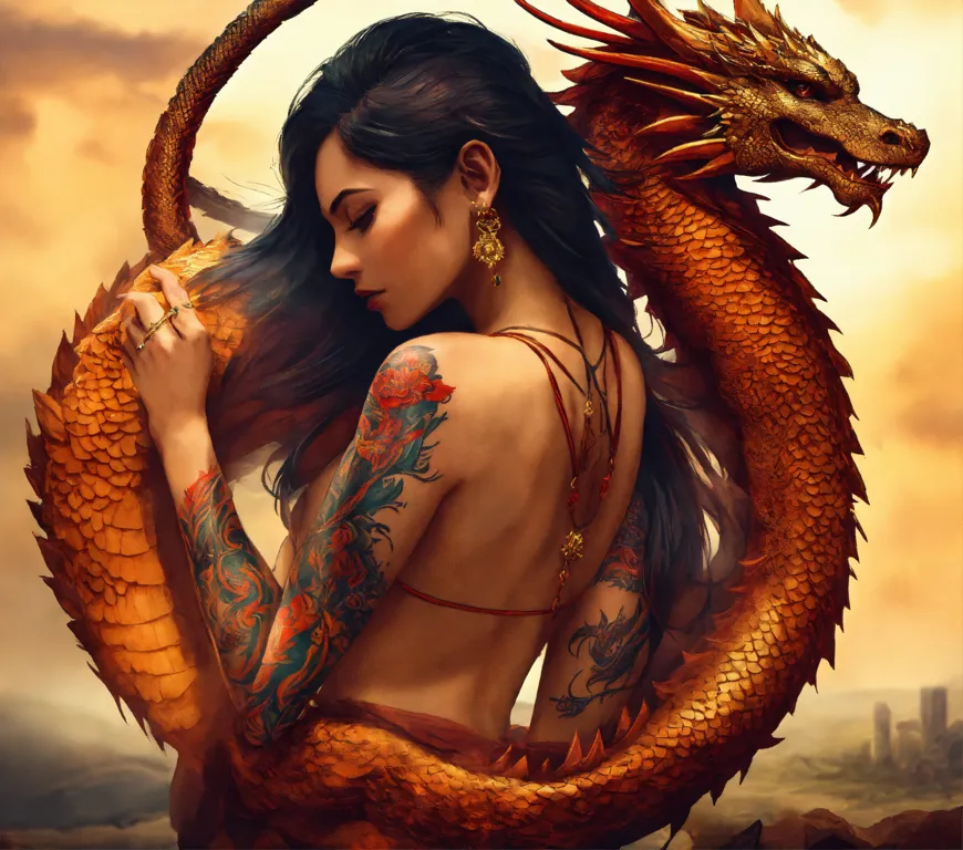 Lexica - Dragon tattoo around arm