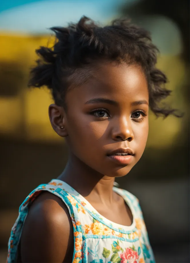 Lexica - Black little girl with blue eye and white hair