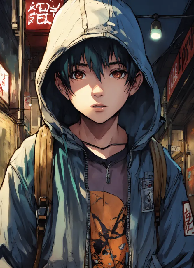 Anime boy with hood best sale