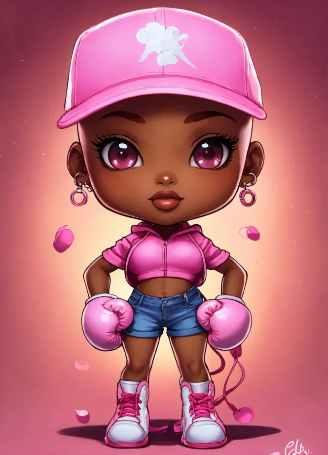 Lexica - cute cartoon strong girl sticker