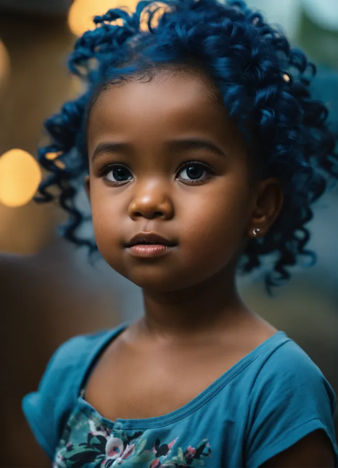 Lexica - Black little girl with blue eye and white hair