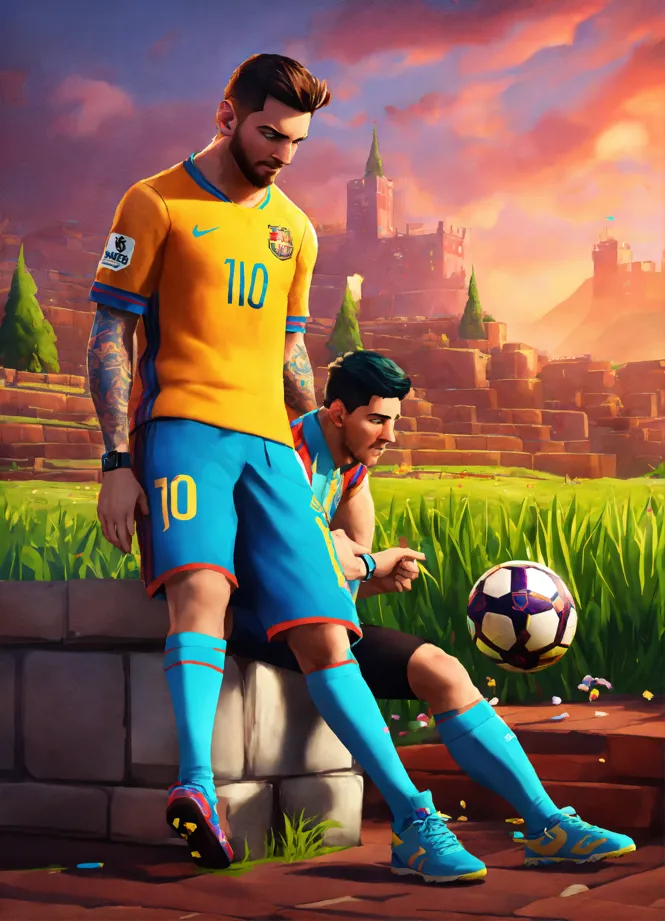 Lexica - cristiano ronaldo and messi sitting on the hill