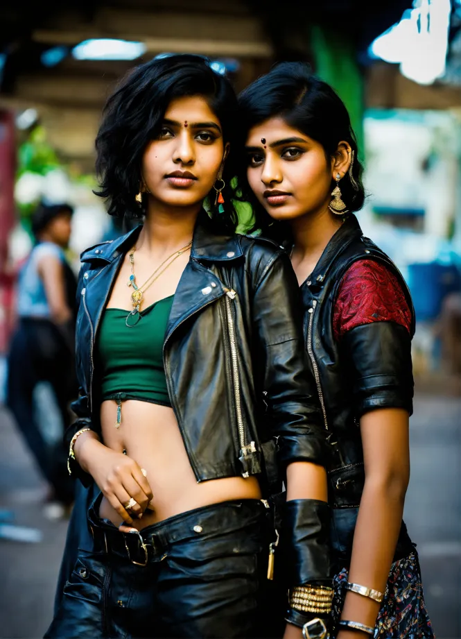 Lexica - Portrait of indian women in bra in crowded street