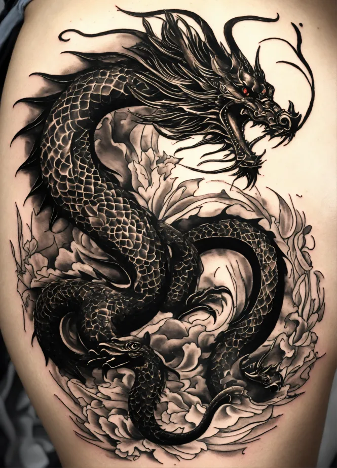 Lexica - Dragon tattoo around arm