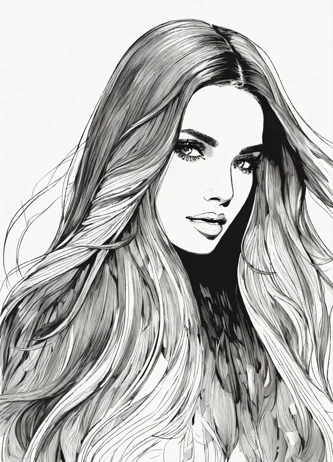 Lexica - graphic illustration of a portrait of a woman with long hair